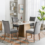 Dining Chair Set of 4 Upholstered Door Knocker Back Nailhead Trim, Grey Velvet