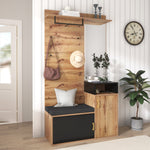 Wardrobe Set with 4 Coat Hooks, Mirror & Shoe Cabinet