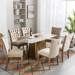 Dining Chair (Set of 6) Upholstered Door Knocker Back Nailhead Trim Solid Wood Legs Light Camel Velvet