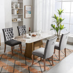Dining Chair Set of 4 Upholstered Door Knocker Back Nailhead Trim, Grey Velvet