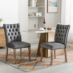 Dining Chairs (Set of 2) Upholstered Door Knocker Back Solid Wood Legs Grey Velvet