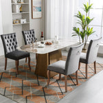 Dining Chair Set of 4 Upholstered Door Knocker Back Nailhead Trim, Grey Velvet