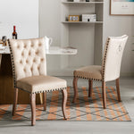 Dining Chair Set of 2 Door Knocker Back Nailhead Trim Light Camel Velvet