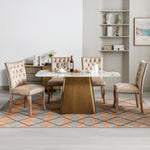 Dining Chair Set (4 Pcs) Upholstered Door Knocker Back Nailhead Trim, Light Camel Velvet