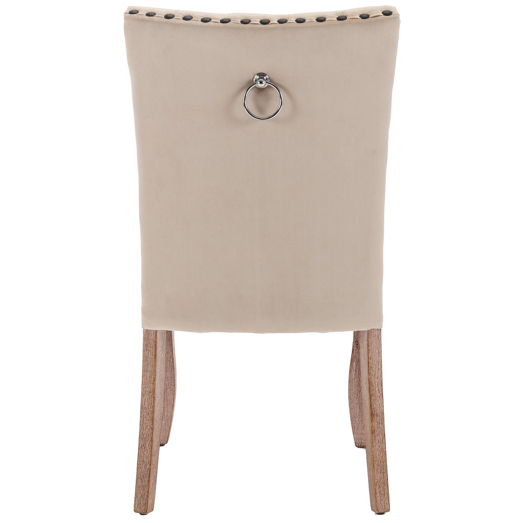 Dining Chair Set of 2 Door Knocker Back Nailhead Trim Light Camel Velvet