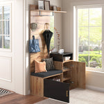 Wardrobe Set with 4 Coat Hooks, Mirror & Shoe Cabinet