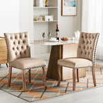 Dining Chair Set of 2 Door Knocker Back Nailhead Trim Light Camel Velvet