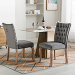 Dining Chairs (Set of 2) Upholstered Door Knocker Back Solid Wood Legs Grey Velvet