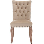 Dining Chair Set of 2 Door Knocker Back Nailhead Trim Light Camel Velvet