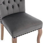 Dining Chairs (Set of 2) Upholstered Door Knocker Back Solid Wood Legs Grey Velvet