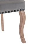 Dining Chairs (Set of 2) Upholstered Door Knocker Back Solid Wood Legs Grey Velvet
