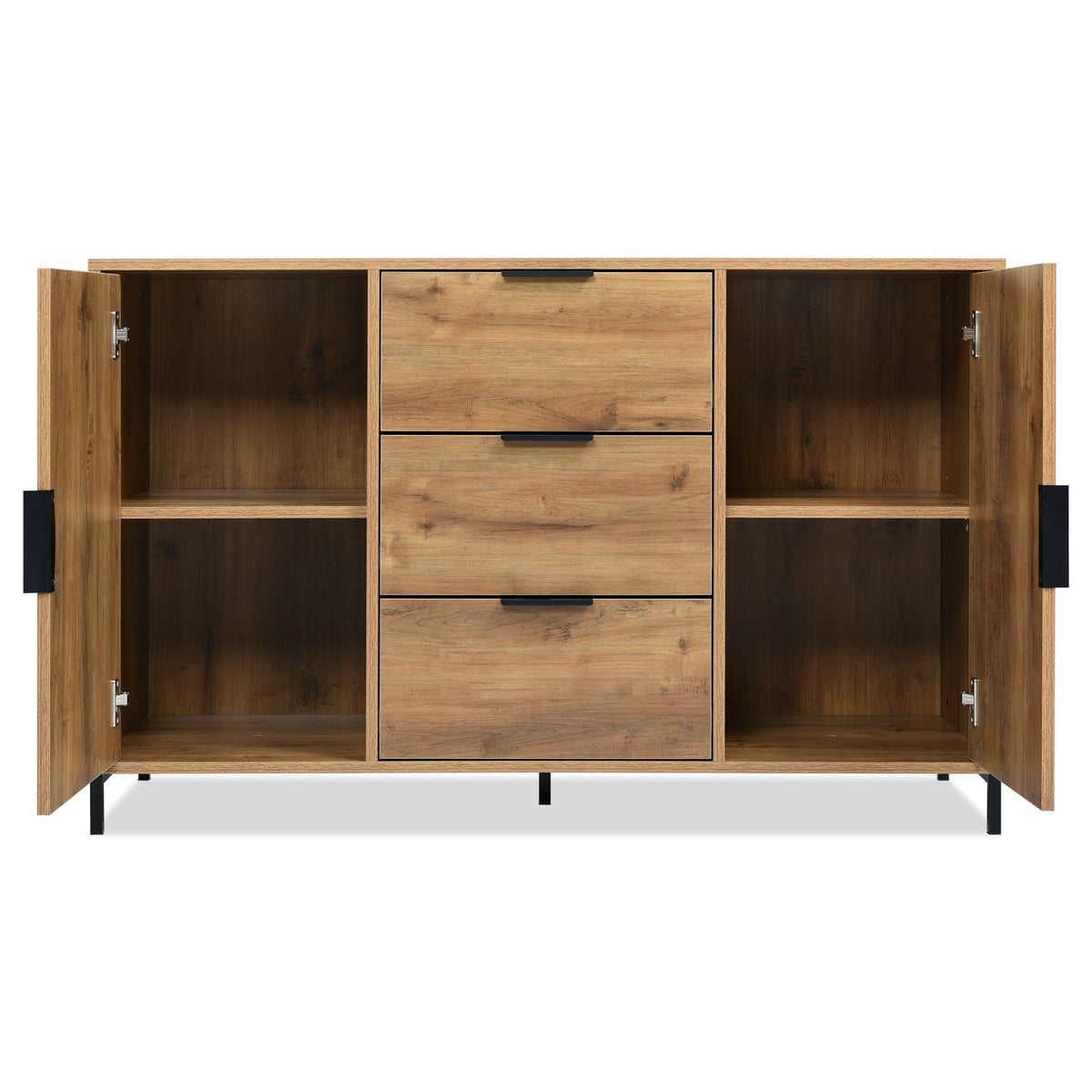 Chest of Drawers, 2 Doors & 3 Drawers, Adjustable Shelf, Dark Oak