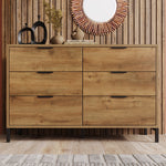 Chest of Drawers Sideboard, 6 Drawers 120x40x76cm Highboard, Dark Oak