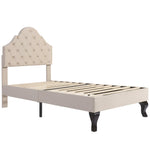 Upholstered Single Bed 90x200cm Adjustable Headboard Slatted Frame - Velvet Beige