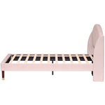 Upholstered Single Bed 90x200cm Slatted Base Headboard - Velvet Pink
