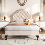 Upholstered Single Bed 90x200cm Adjustable Headboard Slatted Frame - Velvet Beige