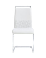 Dining Chairs Set of 6 Upholstered High-Back PU Leather Linen White