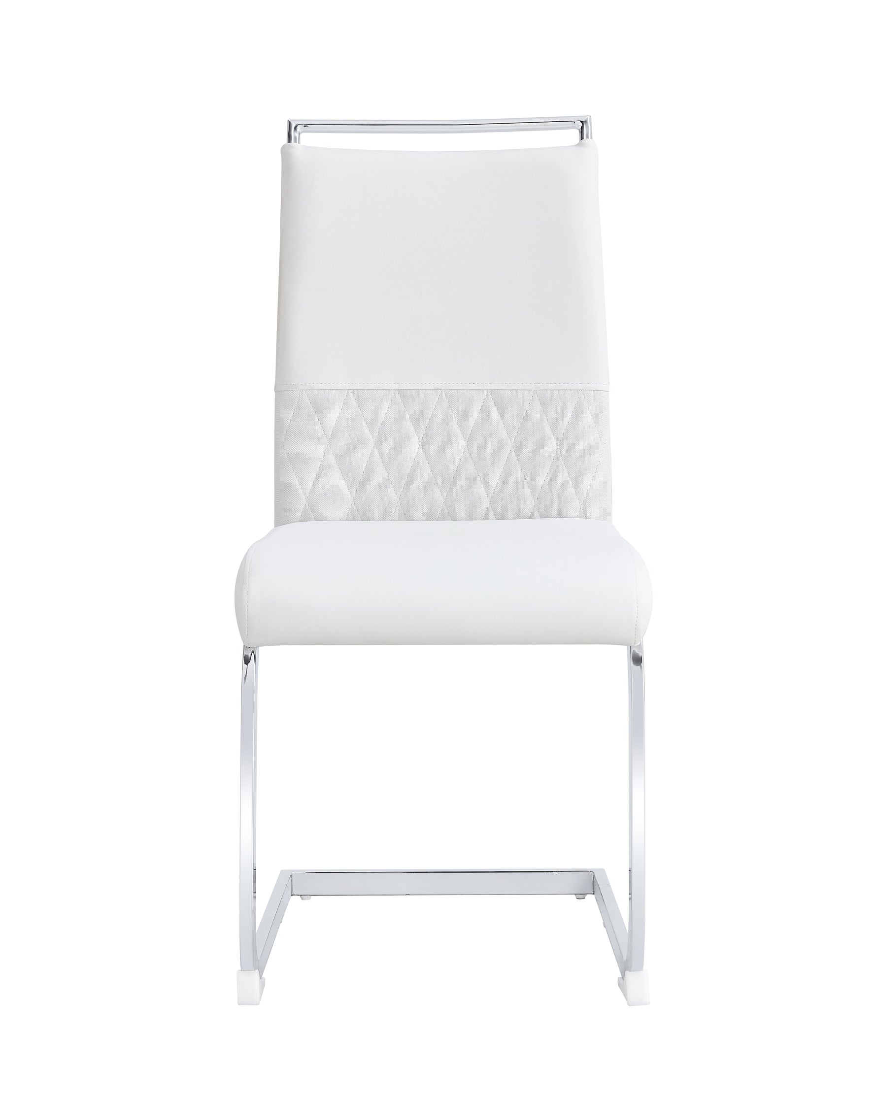 Dining Chairs Set of 6 Upholstered High-Back PU Leather Linen White