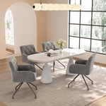 Dining Chairs Set of 4 with Diamond Pattern and Lumbar Support, Light Grey Velvet