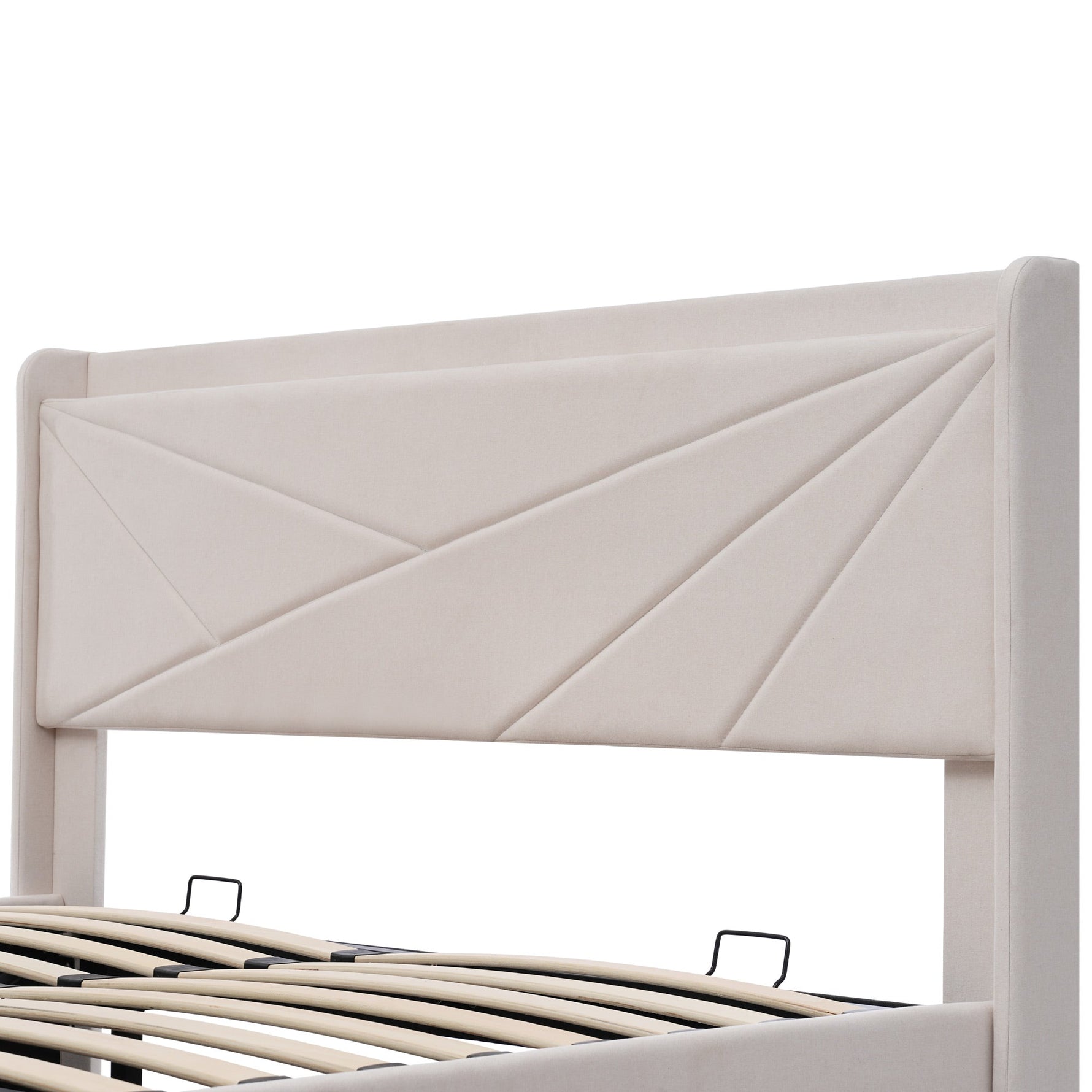 Upholstered Bed, Double, Storage, USB-C Headboard, 140x200, Linen