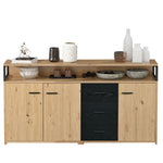 Industrial Sideboard, 3 Doors 3 Drawers, Metal Handles