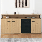 Industrial Sideboard, 3 Doors 3 Drawers, Metal Handles