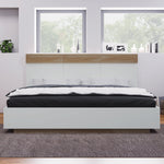 Double Bed, Floating Headboard Slatted Base 205x164x90.5cm, Sonoma Oak/White