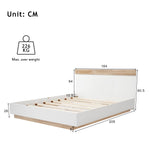 Double Bed, Floating Headboard Slatted Base 205x164x90.5cm, Sonoma Oak/White