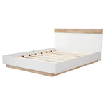 Double Bed, Floating Headboard Slatted Base 205x164x90.5cm, Sonoma Oak/White