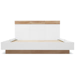 Double Bed, Floating Headboard Slatted Base 205x164x90.5cm, Sonoma Oak/White