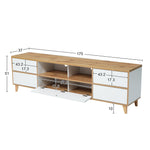 TV Cabinet, Lowboard with Compartments & Doors, White & Wood