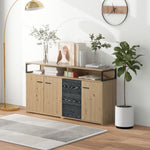 Industrial Sideboard, 3 Doors 3 Drawers, Metal Handles