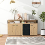 Industrial Sideboard, 3 Doors 3 Drawers, Metal Handles