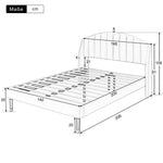 Upholstered Bed 140x200 Slatted Base Headboard - Velvet Beige