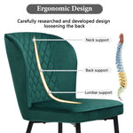 Dining Chairs Set of 2 Upholstered Velvet Seat Backrest Dark Green