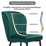 Dining Chairs Set of 2 Upholstered Velvet Seat Backrest Dark Green