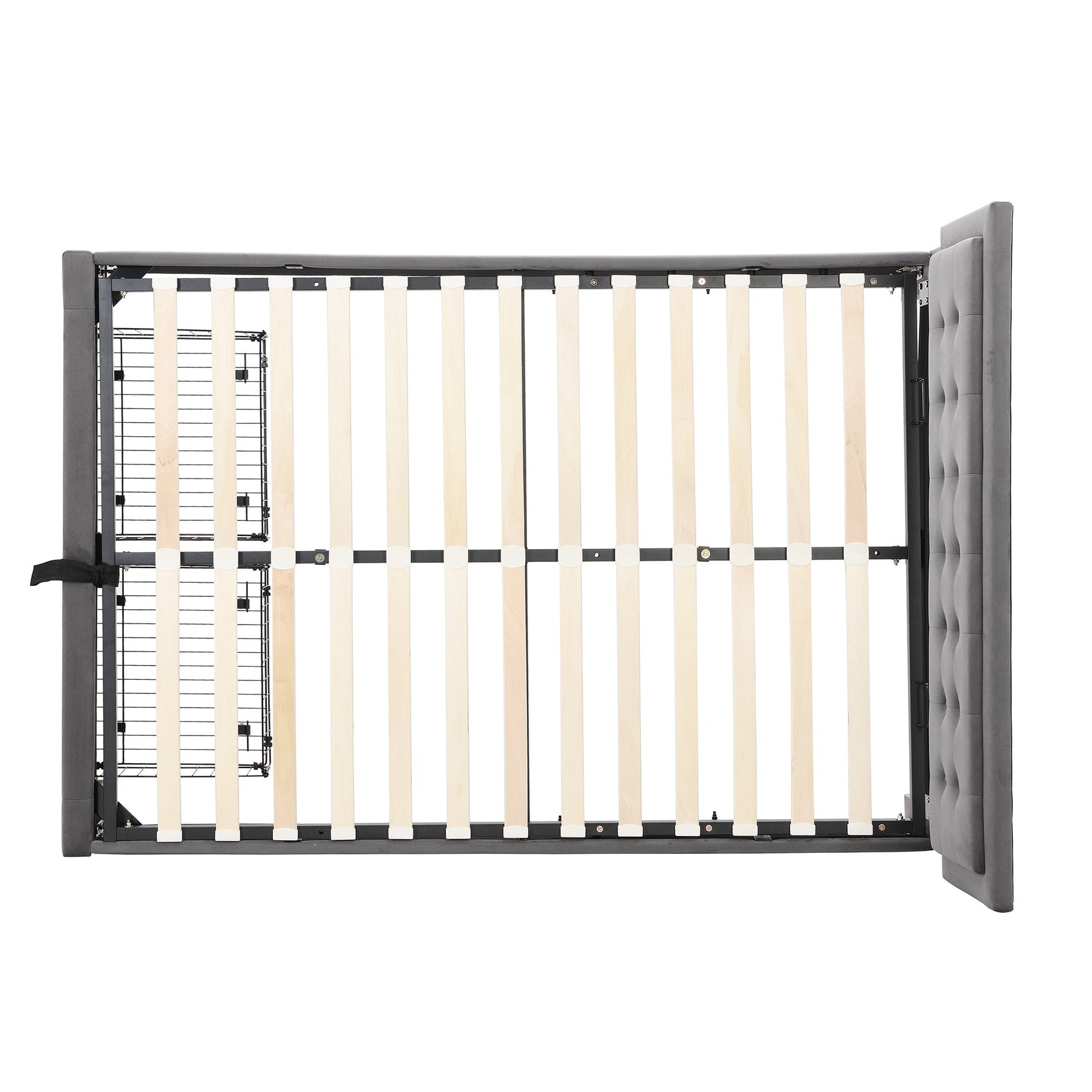 Upholstered Double Bed 140x200cm Storage Box & Drawers Slatted Frame - Velvet Grey
