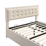 Upholstered Storage Bed 140x200 with 2 Drawers, Beige Velvet