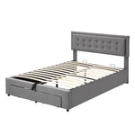 Upholstered Double Bed 140x200cm Storage Box & Drawers Slatted Frame - Velvet Grey