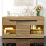 LED Sideboard Cabinet with 3 Doors and 3 Drawers, Oak