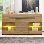 LED Sideboard Cabinet with 3 Doors and 3 Drawers, Oak