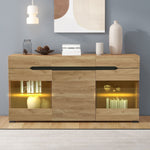 LED Sideboard Cabinet with 3 Doors and 3 Drawers, Oak