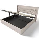 Upholstered Bed, Double with USB C Headboard, Storage, Linen