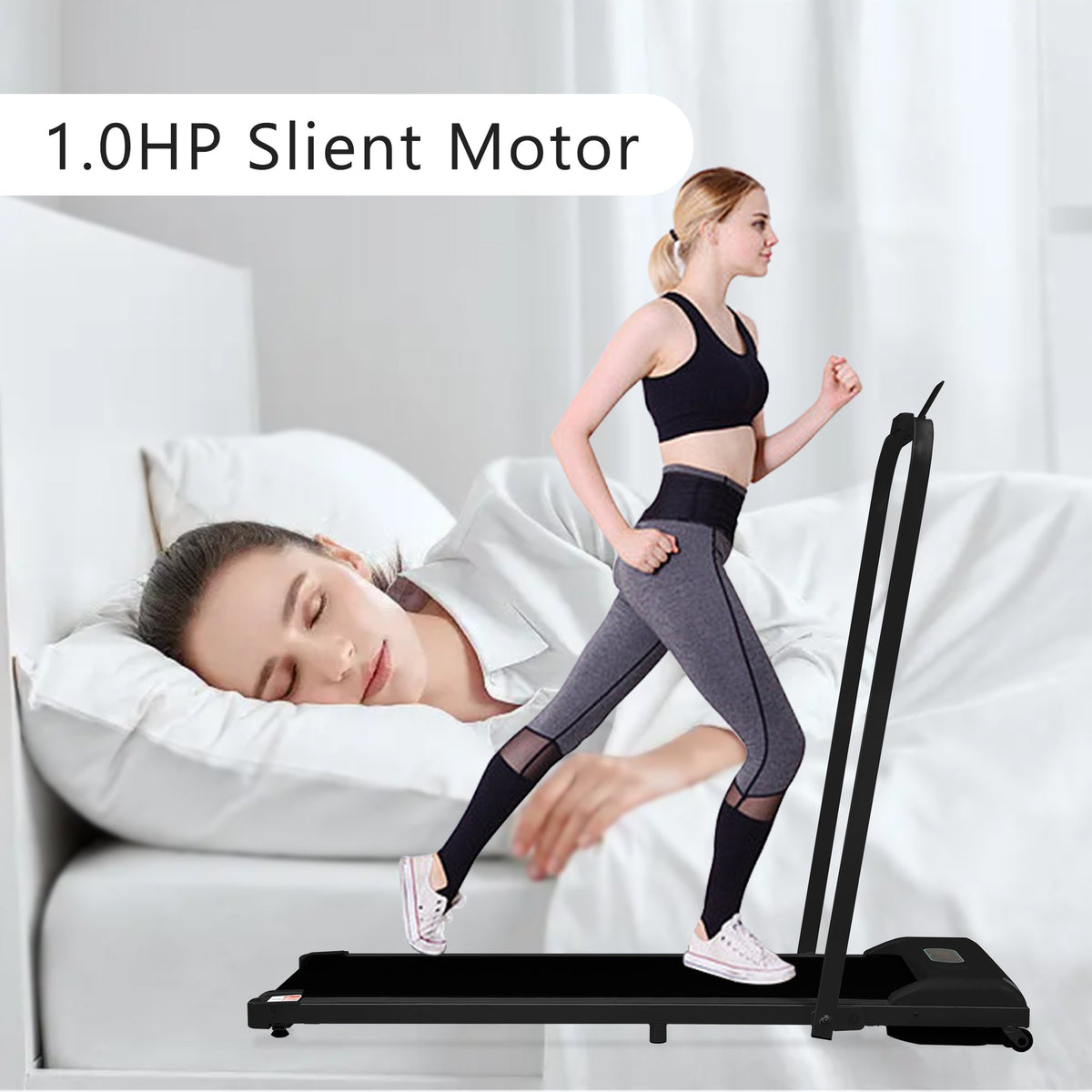 Treadmill, 2-in-1 with Remote Control, LED Display & Bluetooth Speaker, Foldable