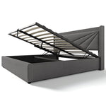 Upholstered Double Bed, Storage with USB-C Headboard, Linen