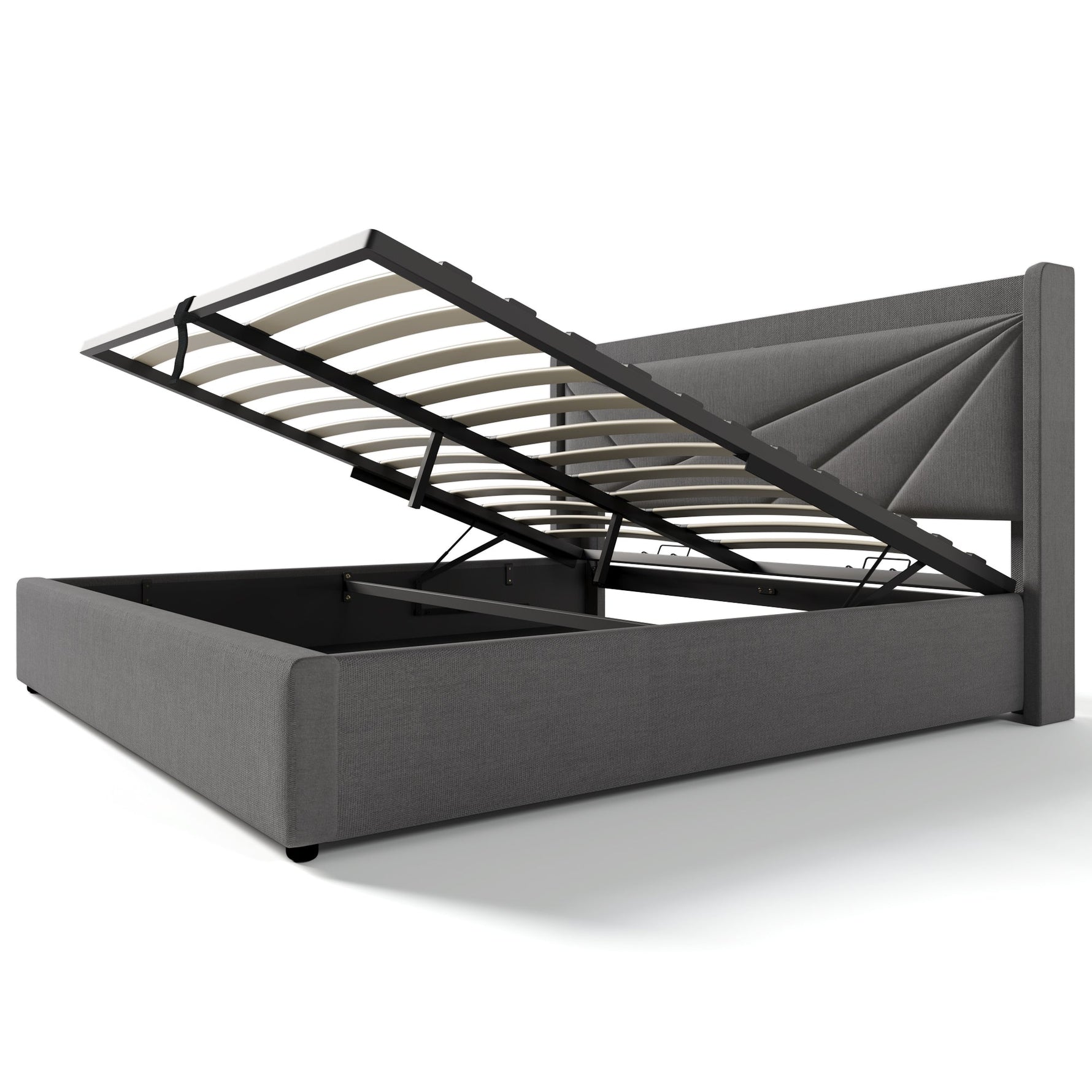Upholstered Double Bed, Storage with USB-C Headboard, Linen