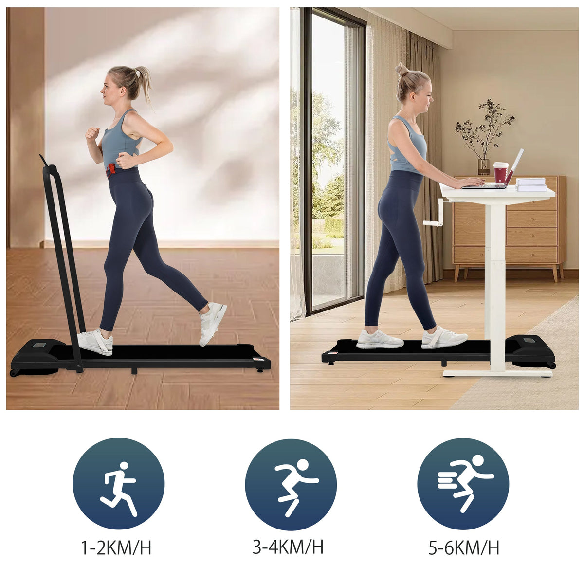 Treadmill, 2-in-1 with Remote Control, LED Display & Bluetooth Speaker, Foldable