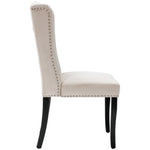 Velvet Dining Chairs Set of 2 Knocker Trim Oak Legs - Beige