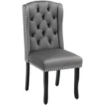 Velvet Dining Chairs Set of 2 Oak Legs Nailhead Trim - Grey