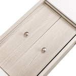 TV Cabinet, Two Drawers, Sliding Doors, White and Natural Wood